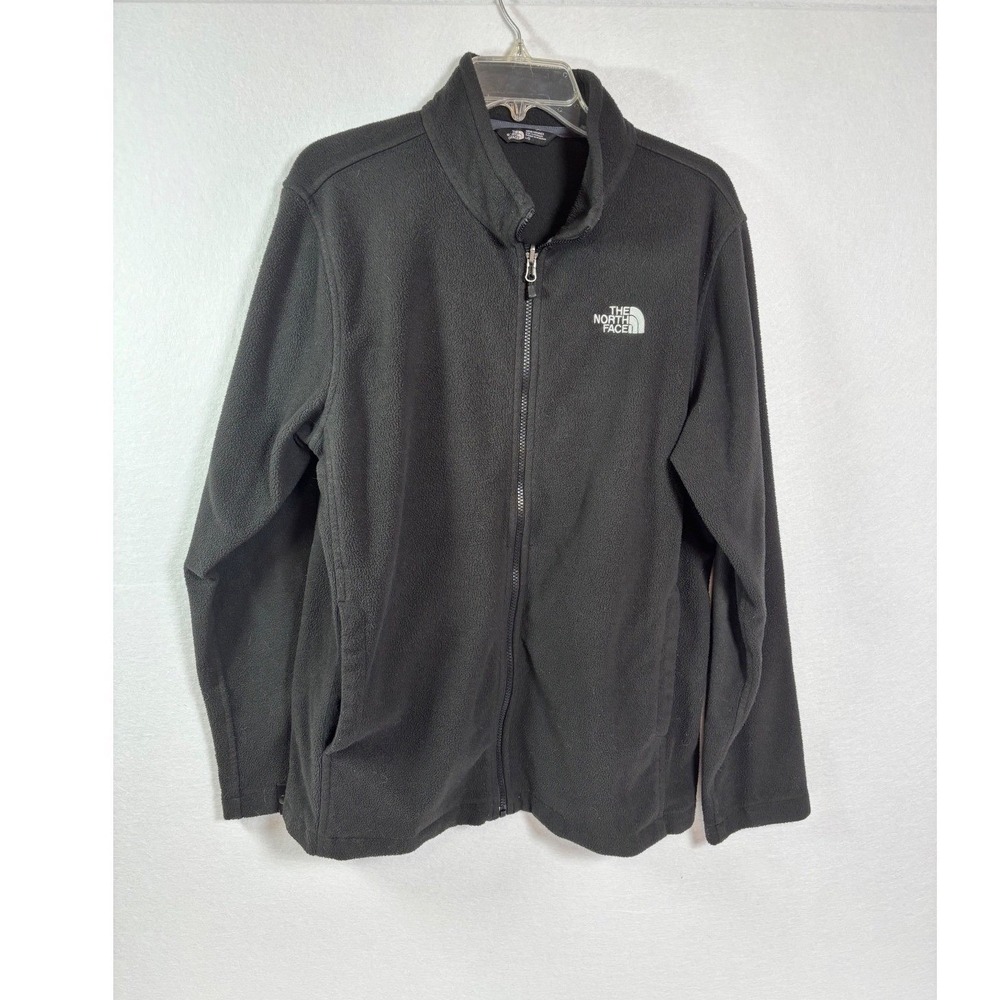 The North Face Mens Full Zip Fleece Jacket Black Mock Neck Large L/G